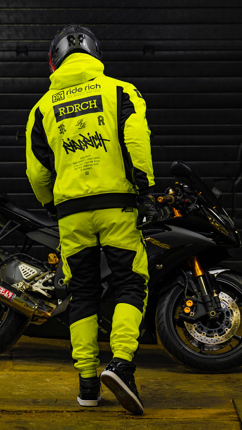 Ride Rich Regency V2 Flow Mesh Armoured GP Softshell Motorcycle Jacket - Yellow
